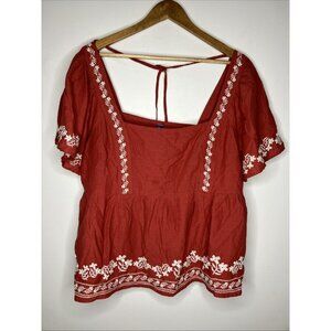 Old Navy Red Embroidered Peasant Blouse NWT